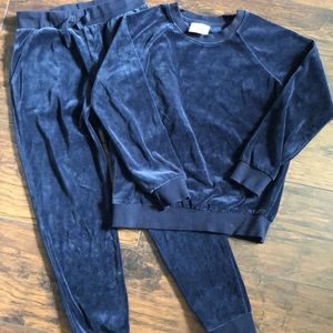 Hanna Andersson Navy Blue Velour jogger set size 8